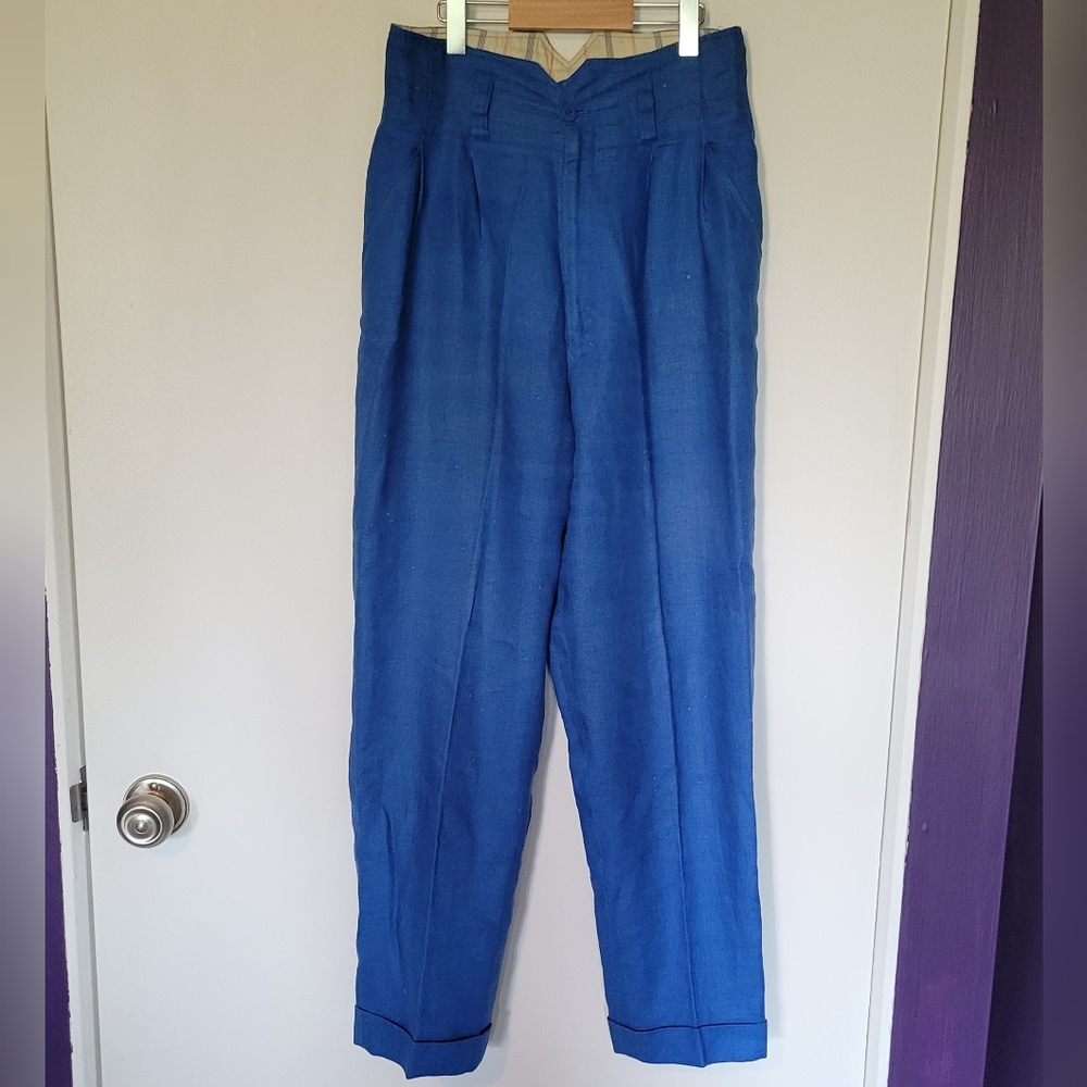 Vintage Blue Linen Trousers